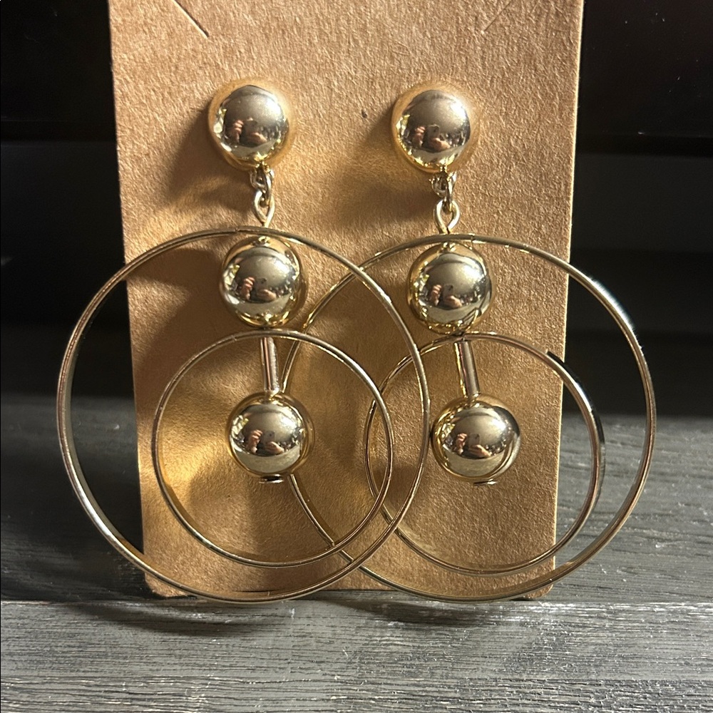 SugarFix‎ Gold Circle Drop Earrings